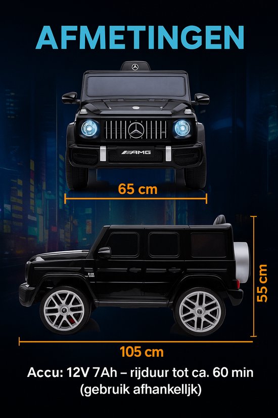 Mercedes-Benz G63 AMG | Elektrische Kinderauto - met Afstandsbediening - Zwart - Afbeelding 3